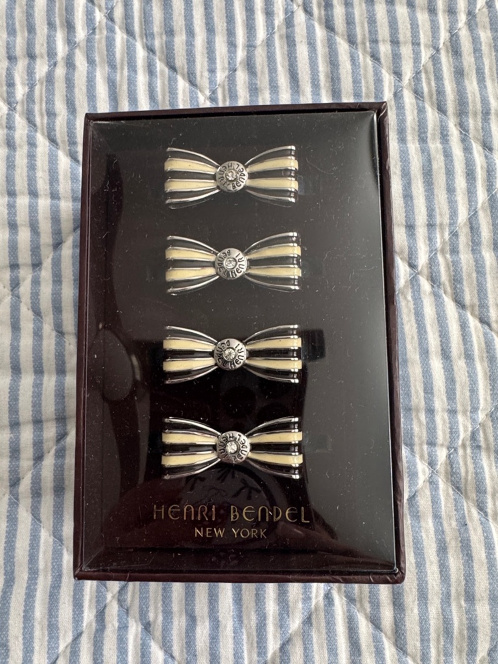 Henri Bendel Cream and Brown Napkin Holders NWT